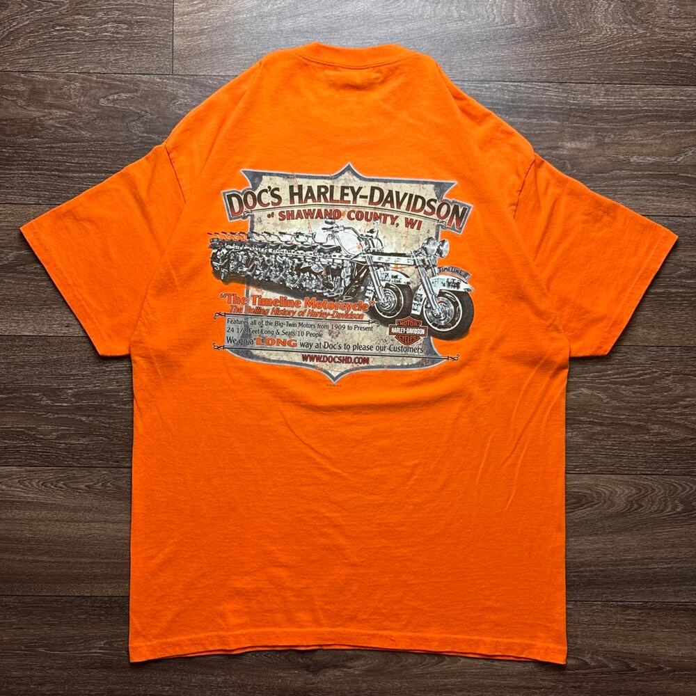 Orange Harley Davidson Graphic Tee